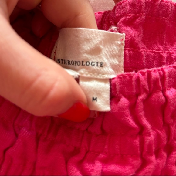 Anthropologie hot pink linen crop pants. Size medium. Worn once. - Picture 5 of 6